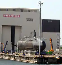 HMS Astute during launch into Devonshire Dock