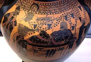 Black-figure side of the amphora, detail.