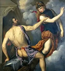 Athena Scorning the Advances of Hephaestus (c. 1555–1560) by Paris Bordone