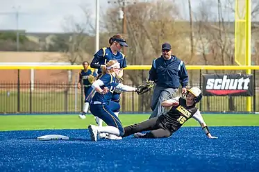 The Aggies softball team in action against Texas A&M–Commerce in 2015