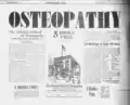 Advertisement for the Atlantic School of Osteopathy in Wilkes-Barre Pennsylvania (1900) with Matthews & Hook Infirmary shown at bottom of building with Atlantic School of Osteopathy labeled at the top