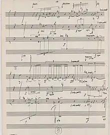a page of music from the composer in 1967