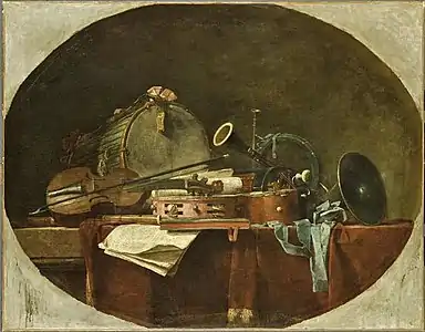 Attributes of civil music by Jean-Baptiste-Siméon Chardin, the Louvre (1757)