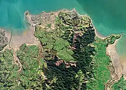 The Pōhutukawa Coast captured by a Planet Labs satellite in 2016