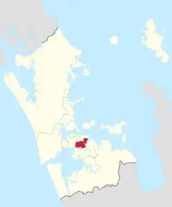 Location of Maungakiekie-Tāmaki Ward