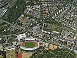 High aerial view of Auestadion and surrounds