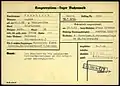 Registration card of August Froehlich as a prisoner at Buchenwald Nazi Concentration Camp.Reason (“Grund”) for imprisonment: “forwarded complaints from Polish civil workers to employers.”