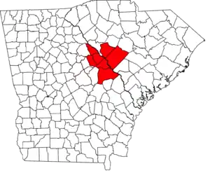 Map of the Augusta-Richmond County MSA
