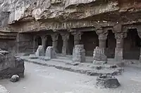 Stone pillars at Aurangabad caves 183