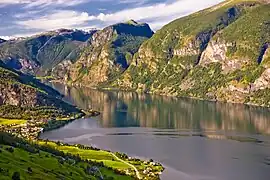 View of Aurlandsvangen and Flåm