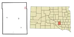 Location in Aurora County and the state of South Dakota