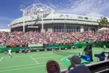 Image 4Margaret Court Arena at the Australian Open in 2005 prior to its redevelopment. Rod Laver Arena is in the background. (from Australian Open)