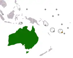 Map indicating locations of Australia and Fiji