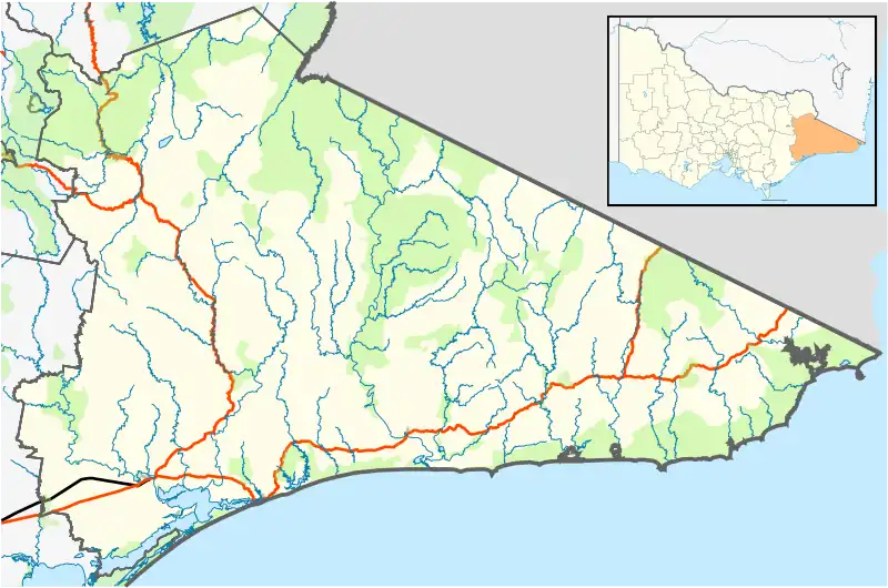 Bonang Road is located in Shire of East Gippsland