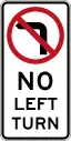 (R2-6) No Left Turn (Used in the Australian Capital Territory, New South Wales, Queensland and the Northern Territory)