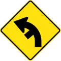 (W2-10) Side road intersection from left on a curve to left