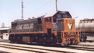 X43 in V/Line Freight livery in Mildura