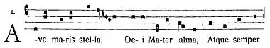 Gregorian chant notation of the a hymnus
