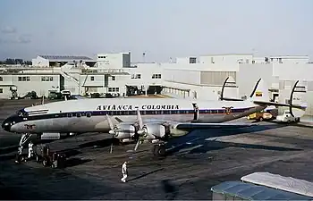 An Avianca L-1049G at Miami International Airport in February 1965