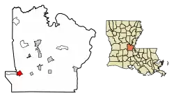 Location of Bunkie in Avoyelles Parish, Louisiana.