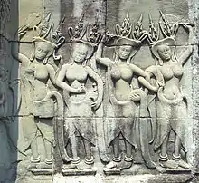 Devatas dressed in sampot tep apsara