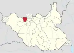 Location of Aweil East State in South Sudan