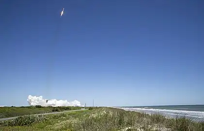 Falcon 9 and Ax-1 pitching downrange