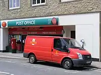 Royal Mail Ford Transit van outside the Axminster post office