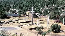 A large site containing several very high tombs.