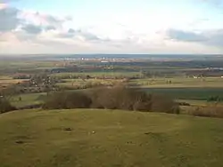 Part of Aylesbury Vale taken from the top of Coombe Hill, looking towards Aylesbury – the town's shape is visible.
