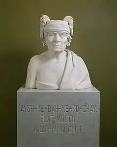 Bust of Aysh-ke-bah-ke-ko-zhay (Eshkibagikoonzhe or "Flat Mouth"), a Leech Lake Ojibwe chief