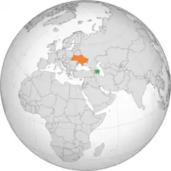 Map indicating locations of Azerbaijan and Ukraine