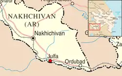 Julfa is located close to the Iranian border in the Nakhchivan Autonomous Republic of Azerbaijan.