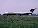 Twin-engine rear-mounted jetliner with turbojets