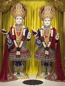 Swaminarayan and Gunatitanand Swami (collectively known as Akshar-Purushottam Maharaj)