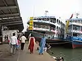 Large launches waiting at Sadarghat on the Buriganga for different destinations in Bangladesh