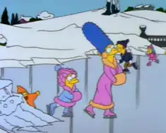 A scene involving Lisa, Marge, and Maggie ice skating during a snow day. The scene was one of the most difficult sequences to animate according to animator David Silverman