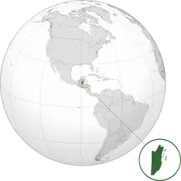 Location of Belize (dark green)in the Americas