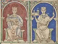 Coloured illumination of two seated mediaeval kings