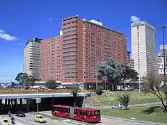 Hotel view with TransMilenio bus
