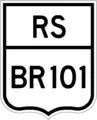 BR-101 federal highway shield as it appears in Rio Grande do Sul state