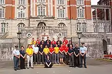 International air cadets from the International Air Cadet Exchange on the main steps.