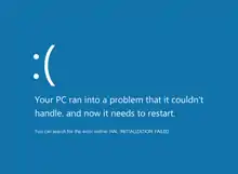 The Blue screen of death on Windows 8 and 8.1.