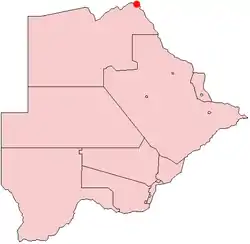 Location of Kazungula in Botswana