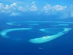 Sky view of a part of Baa atoll.