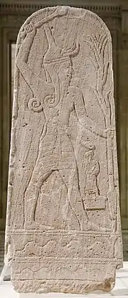 Baal with Thunderbolt (c. 14th century BC), an Ugaritic stele from Syria