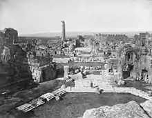 The ruins of Baalbek facing west from the hexagonal forecourt in the 19th century