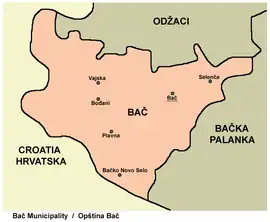 Map of Bač municipality