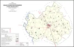 Map showing Umarpur (#838) in Bachhrawan CD block