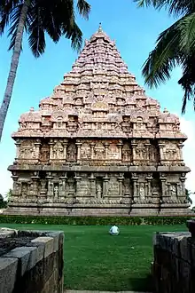 The pyramidal structure above the sanctum at Brihadisvara Temple, Gangaikonda Cholapuram